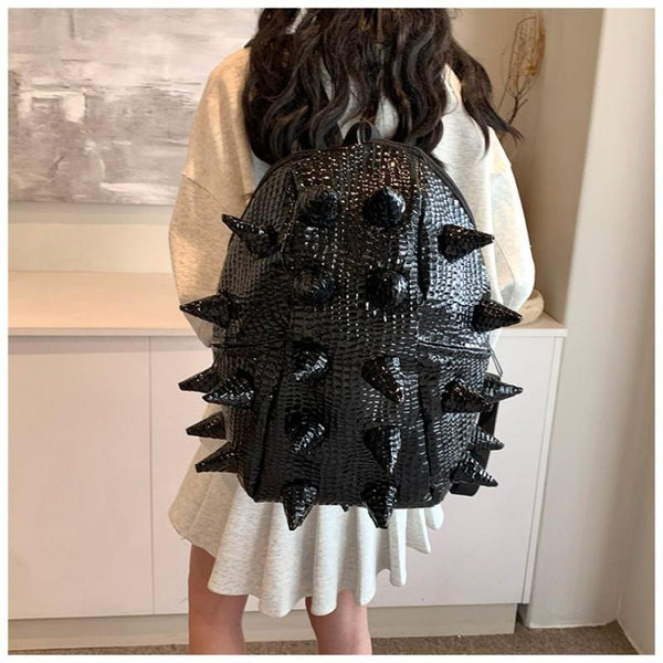 2026 Trendy Fashion Hedgehog PU Waterproof Snake Pattern Individual Backpack Large Capacity Crocodile Pattern Backpack