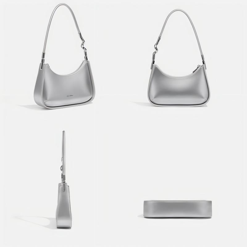 Minimalist Hobo Underarm Bag, Premium Baguette-Style Niche Cowhide Crescent Bag