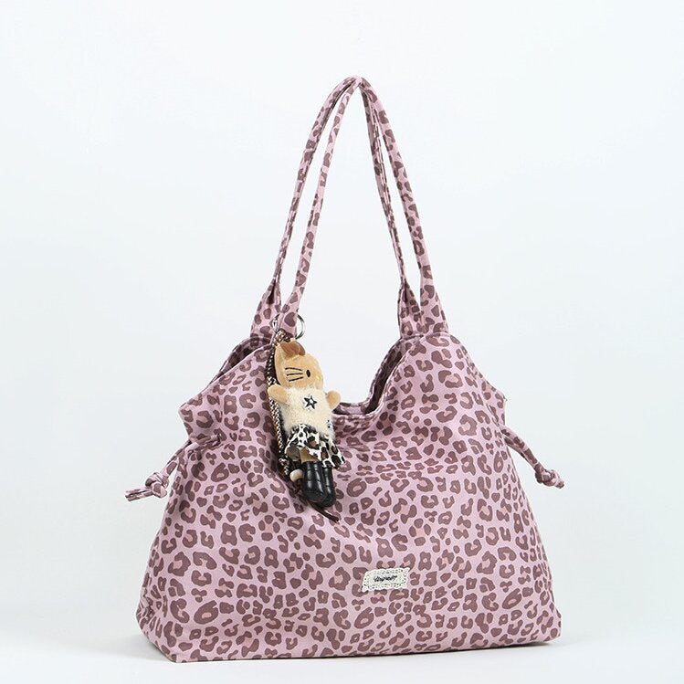 Pink Leopard Print Sweet & Cool Canvas Tote Bag