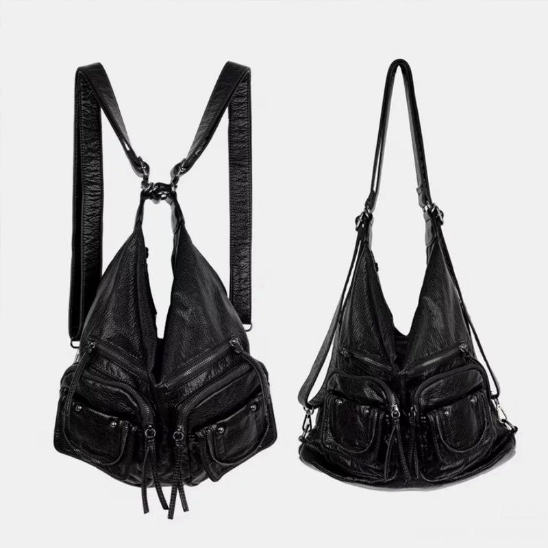 Punk-style motorcycle bag, black minimalist tote bag spicy girl niche design commuting single-shoulder double-shoulder crossbody bag