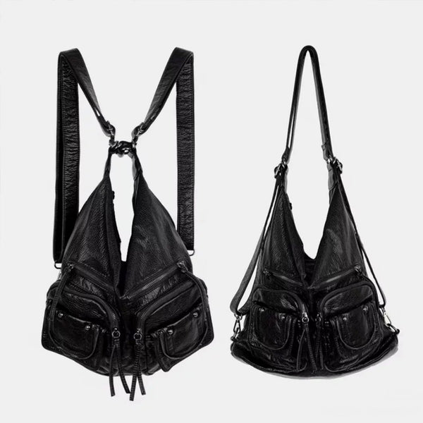 Punk-style motorcycle bag, black minimalist tote bag spicy girl niche design commuting single-shoulder double-shoulder crossbody bag