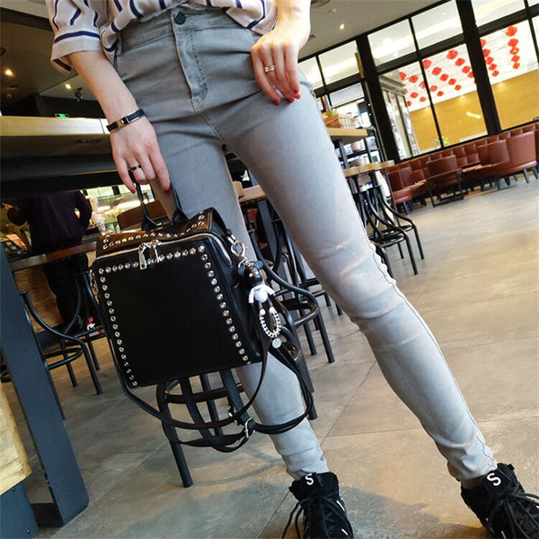 Chic Studded Convertible Backpack – Casual Travel Bag for Women, Shoulder or Backpack, Perfect for Any Trip