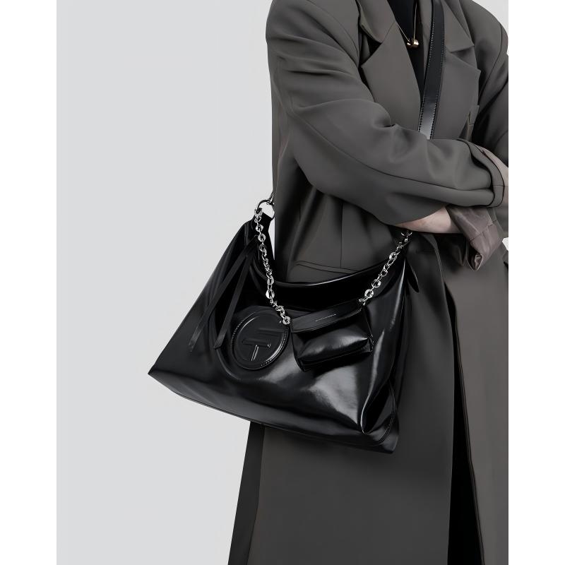 Fall Winter Tote Crossbody Bag for Petite Women, Large Capacity Black Handbag