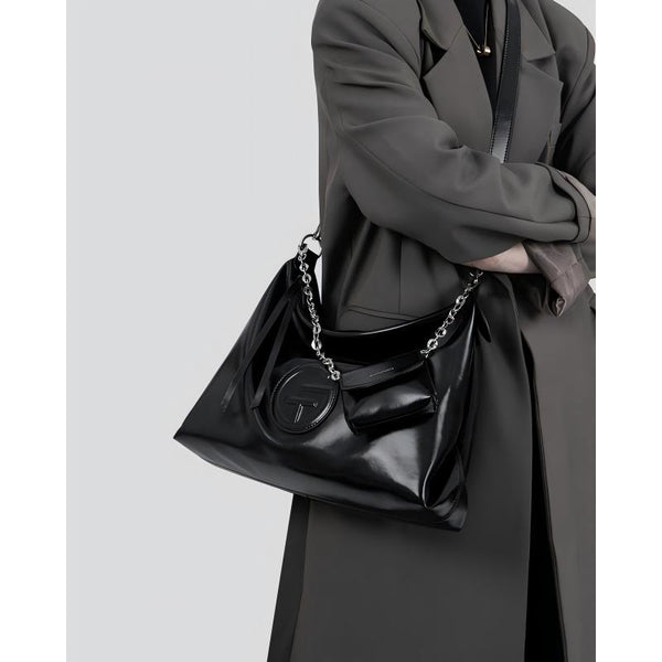 Fall Winter Tote Crossbody Bag for Petite Women, Large Capacity Black Handbag