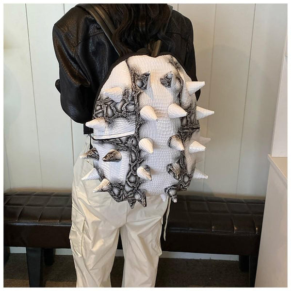 2026 Trendy Fashion Hedgehog PU Waterproof Snake Pattern Individual Backpack Large Capacity Crocodile Pattern Backpack