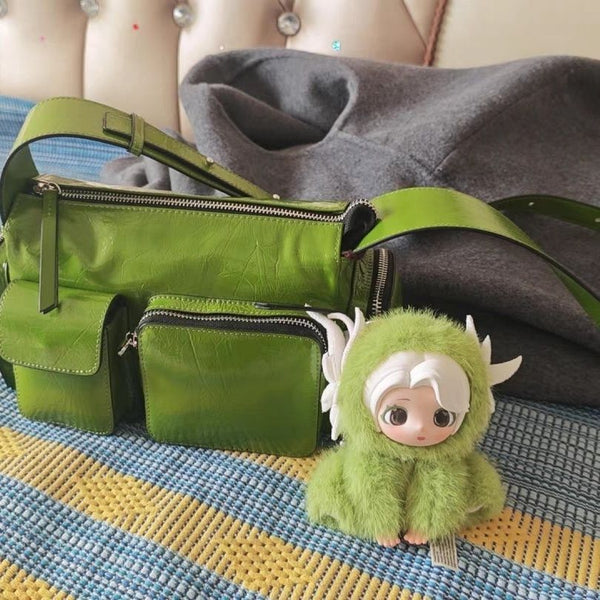Black/Green Zippered Sweet Gothic Punk Crossbody Bag