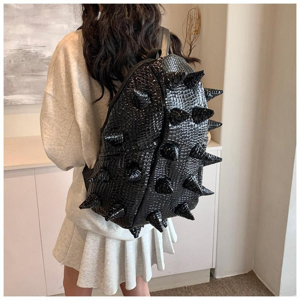 2026 Trendy Fashion Hedgehog PU Waterproof Snake Pattern Individual Backpack Large Capacity Crocodile Pattern Backpack