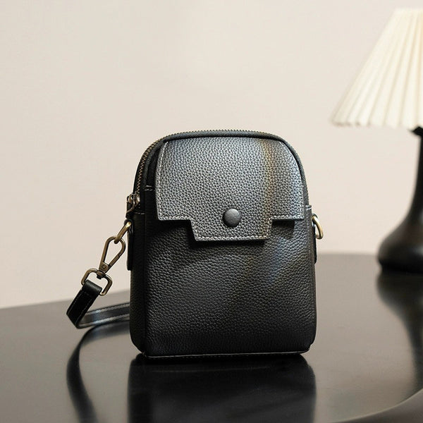 Sophisticated Genuine Leather Phone Crossbody Bag – Compact Everyday Shoulder Purse for Women, Chic & Versatile