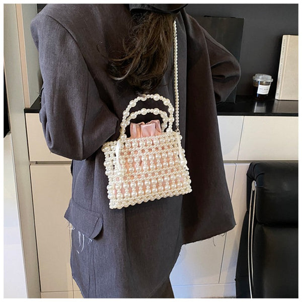 Handmade Beaded Handbag for Women 2026 New Arrival Niche Design Ins French Pearl Mobile Phone Single Shoulder Crossbody Bag