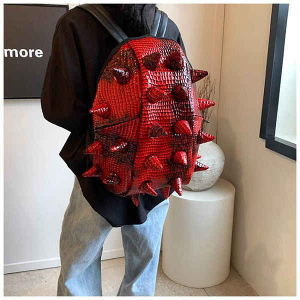 2026 Trendy Fashion Hedgehog PU Waterproof Snake Pattern Individual Backpack Large Capacity Crocodile Pattern Backpack