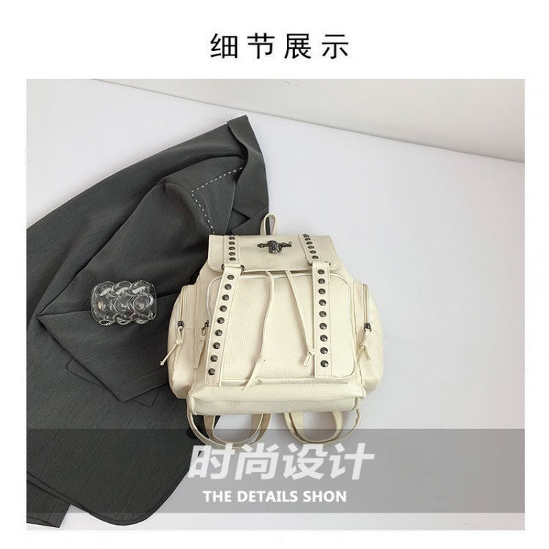 Punk Motorcycle Style Gothic Backpack New Retro Niche High-End Cross Stud Commuter Bag