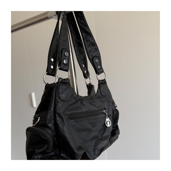 Punk-style chain bag black motorcycle cross-cultural gothic girl single-shoulder tote bag versatile crossbody bag