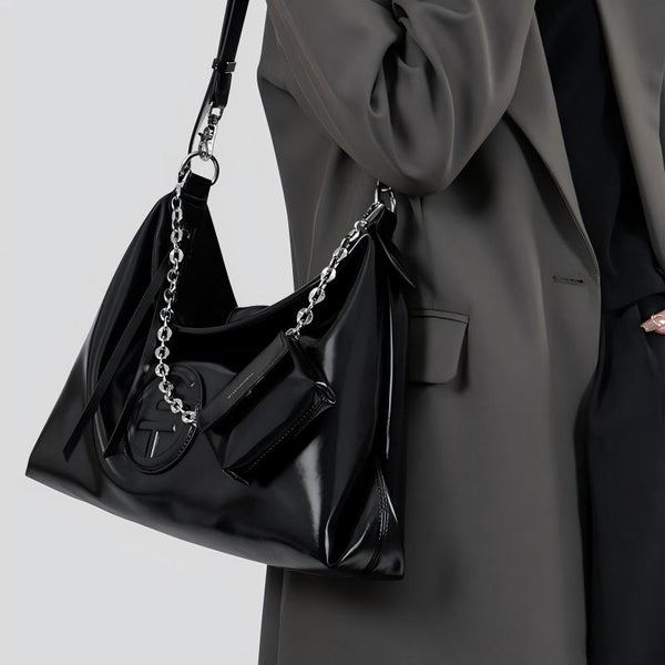 Fall Winter Tote Crossbody Bag for Petite Women, Large Capacity Black Handbag
