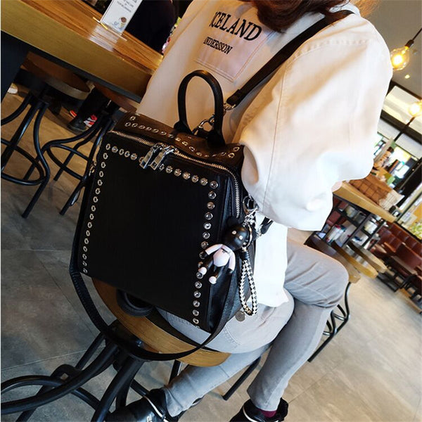 Chic Studded Convertible Backpack – Casual Travel Bag for Women, Shoulder or Backpack, Perfect for Any Trip