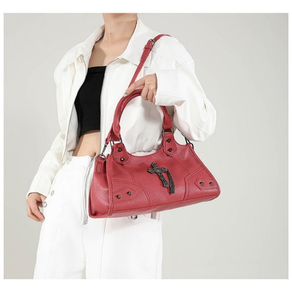 Millennium motorcycle bag punk armpit bag 2026 new handbag rivet bag cross street shoulder bag