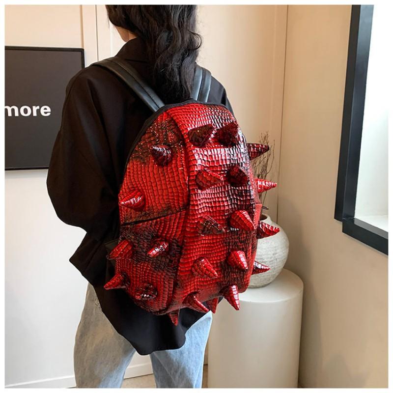 2026 Trendy Fashion Hedgehog PU Waterproof Snake Pattern Individual Backpack Large Capacity Crocodile Pattern Backpack