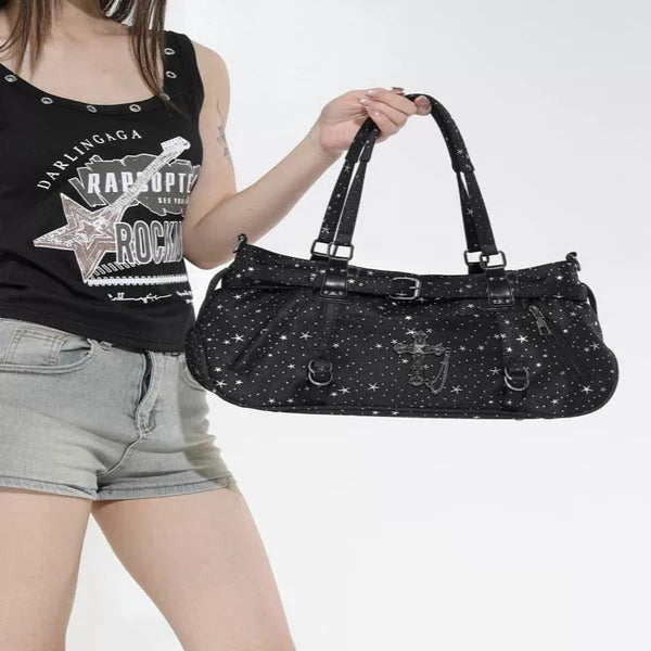 Motorcycle Punk Style Star Armpit Bag for Women Large Capacity Shoulder Bag Crossbody Bag Motorcycle Bag Handbag