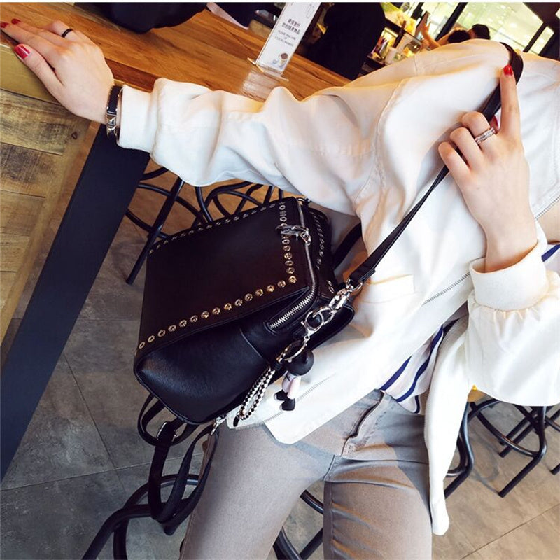 Chic Studded Convertible Backpack – Casual Travel Bag for Women, Shoulder or Backpack, Perfect for Any Trip