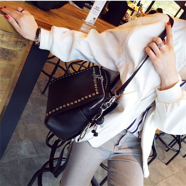 Chic Studded Convertible Backpack – Casual Travel Bag for Women, Shoulder or Backpack, Perfect for Any Trip